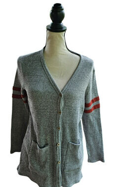 Oversized XS Prep Varsity Cardigan Sweater Ribbed Knit School Academia Grandpa